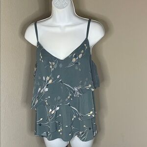White House Black Market Teal Leaf Print Camisole